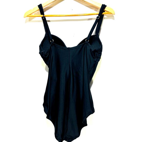 Art to wear swimming suit flower applique ruched waist cottage feminine women M - Picture 2 of 7